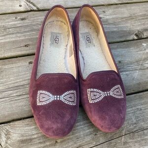 Ugg Sherpa Lined Ballet Flats Size 10 Burgundy